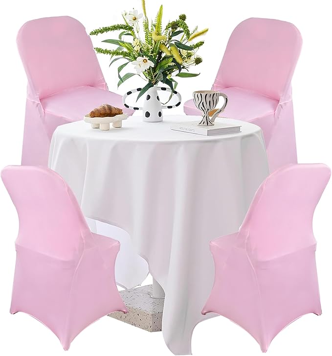 10PCS Stretch Spandex Folding Waterproof Chair Covers,Universal Fitted Chair Cover Protector for Wedding Party Banquet Holidays Celebration Decoration(Pink)