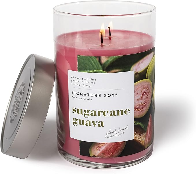 Signature Soy Lidded Sugarcane Guava Scented Candle