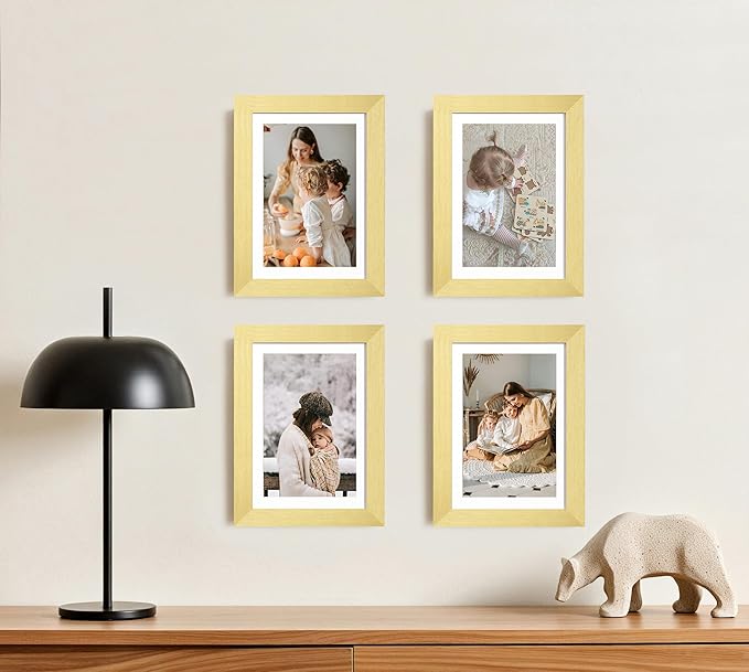 eletecpro 5x7 Picture Frames Set of 10, Gold Picture Frame Collage Wall Decor Displays 4x6 Photo With Mat or 5x7 without Mat, Home Decor Gallery Frame for Table Top or Wall Mounting, Gold