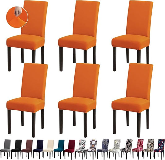 Chair Covers,Stretch Dining Room Chair Covers Set of 6, Removable Washable Kitchen Chair Covers for Dining Room 6 Pack, Dining Chair Slipcovers for Home, Hotel, Banquet, .Orange