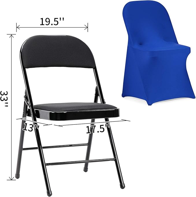 Peomeise Stretch Spandex Folding Chair Cover for Wedding Party Dining Banquet Event (Royal Blue,12pcs)