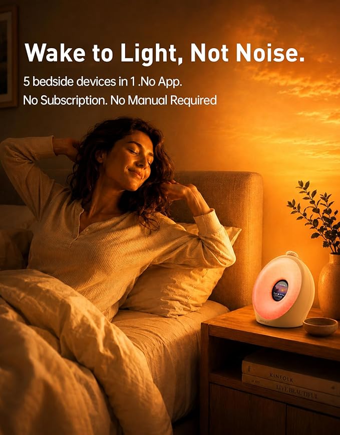 Dekala Sunrise Alarm Clock for Heavy Sleepers with Pulse Wake, Sunset Sound Machine with Breathing Ambient Light, Loud Alarm for Bedrooms, Wake Up Light, Digital Color Display & 7 Themes, No App - Image 2