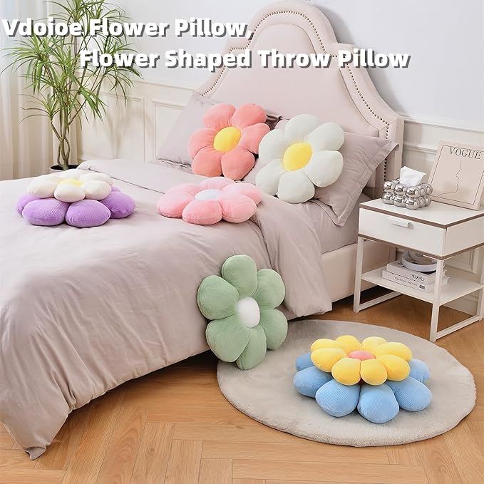 Flower Pillow, Cute Daisy Pillow Flower Shaped Throw Pillow Cushion Seating 19.6" Cushion Floor Pillows Home Decorative Seating Cushion