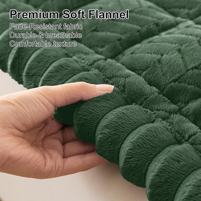 Smiry Non Slip Couch Covers for Dogs, Fuzzy Pet Couch Covers for 2-3 Cushion Sofa Pet Friendly, Soft Sofa Slipcovers Cushion Furniture Protector Washable (Dark Green, 27.6" x 59")