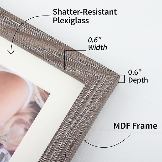 Fixwal Picture Frames Set, Gallery Wall Frame Set Picture Frames Collage 15 Pack for Wall or Tabletop with 8x10 5x7 4x6 Frames, Rustic Picture Frames in 3 Different Finishes