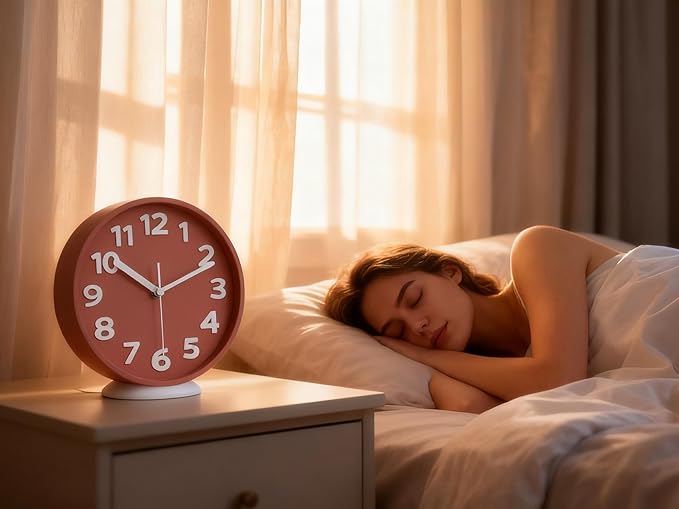 8-Inch Pink Modern Wall Clock ?€? Silent Non-Ticking, 3D Large Numbers, Accurate Timekeeping | Decorative Wall & Desk Clock with Stand for Living Room, Bedroom, Kitchen, or Office