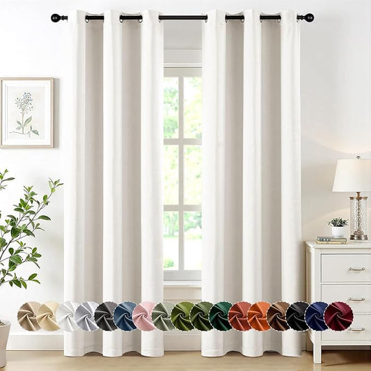 MIULEE Ivory Blackout Curtains for Bedroom Living Room 72 Inches Long 2 Panels, Thermal Insulated Room Darkening Drapes Grommet Noise Reducing Light Blocking Window Treatments 40x72 inch