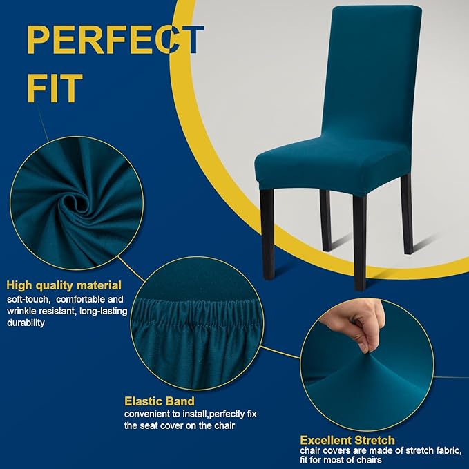 Chair Covers, Stretch Kitchen Chair Covers/Dining Room Chair Covers Set of 8, Removable Washable Dining Chair Slipcovers for Home, Hotel, Banquet