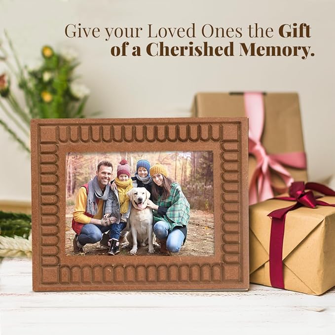 Folkulture MDF Photo Frame for Wall or Tabletop | Curvy Tales 5x7 Modern Curved Wooden Picture Frame with Plexiglass | Vertical & Horizontal Display | Handmade House Warming Gifts