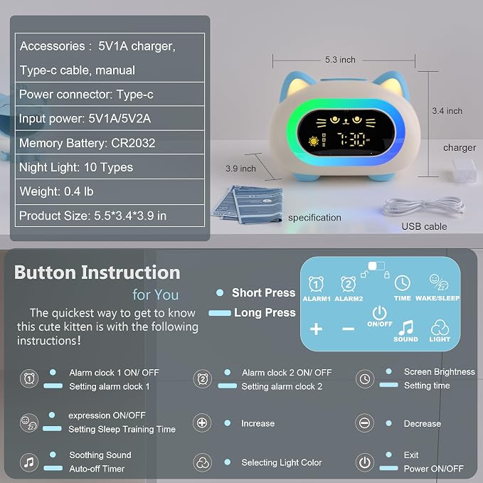 ANALOI Alarm Clock for Kids, Ok to Wake Up, Alarm Clocks for Girls - Image 7