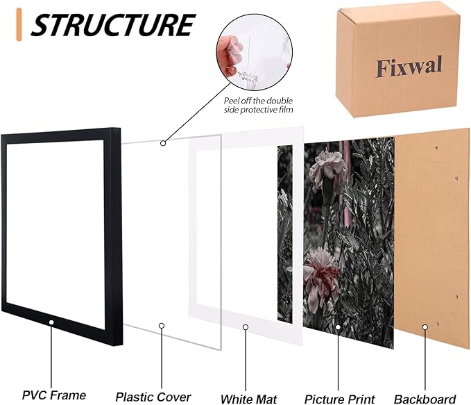Fixwal 20 Pack Picture Frames Collage Wall Decor Wall Frame Set for Gallery Wall Decor, Hanging or Tabletop Display, Assorted Picture Frames Including 8x10, 5x7, 4x6 Family Photo Frames, Black