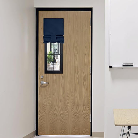 RYB HOME Classroom Door Window Cover, Blackout Shades for Classroom Windows and Doors Cover Lockdown Shades, Room Darkening Design Blocks Views, W 8 x L 36, 1 Panel, Navy