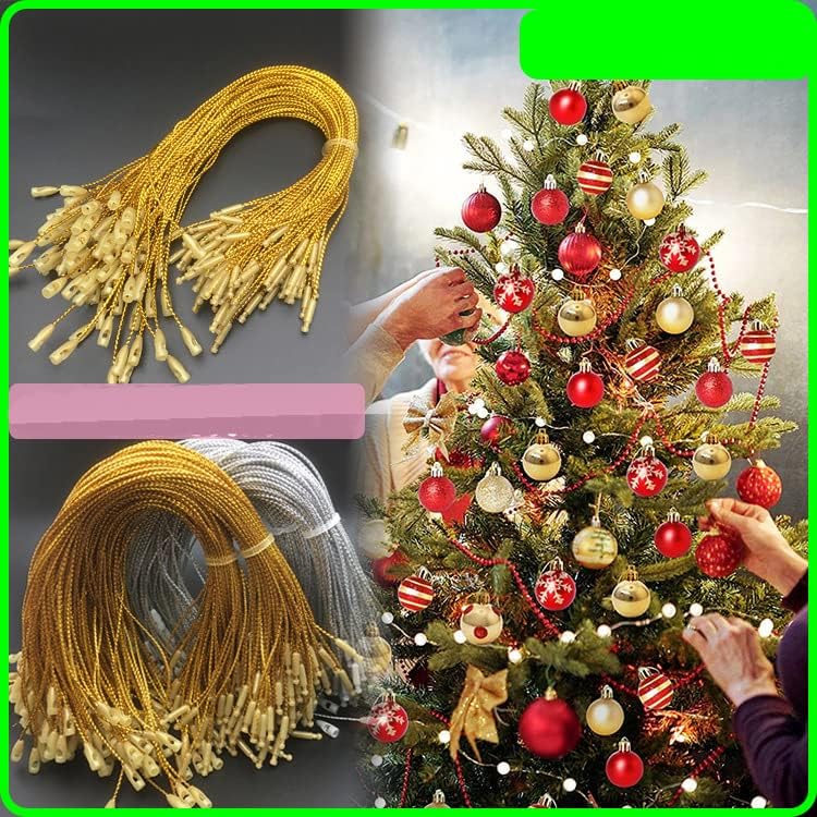 1000pcs Gold Christmas Ornament Hanger Snap Locking String Ornament Hangers Snap Locking Tighten The Pendant Rope Bullet Gold Thread for Christmas Tree Ornament Decorations (Silver) - Image 6