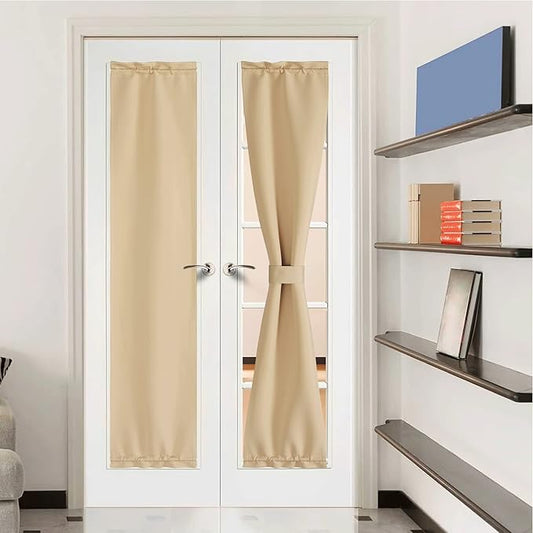 NICETOWN Room Darkening Sidelight Door Curtains, Privacy Window Curtains Thermal Insulate Covering for Patio Glass Front Door, 12 inches x 72 inches, Biscotti Beige, 1 Panel