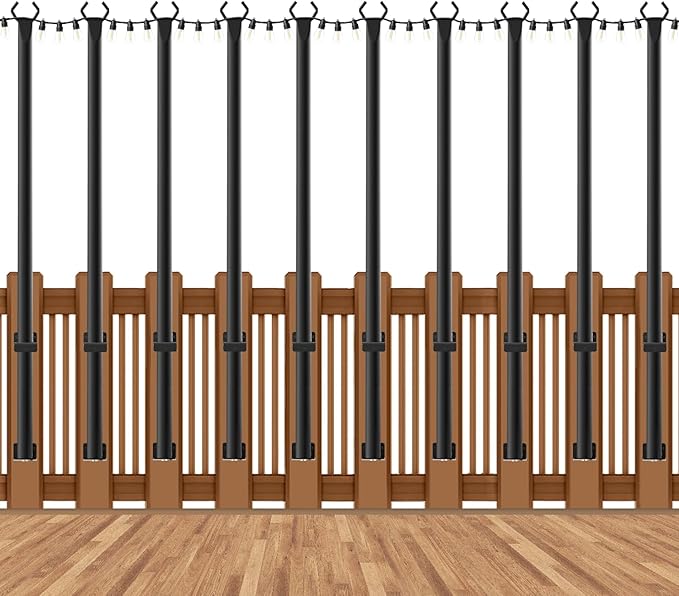 AHRLHR 10 Pack String Light Poles for Deck,5 Ft String Light Poles for Outside with Fixing Clips,Metal Poles for Outdoor String Lights, Hanging Light Poles for Fence Garden Backyard Wall Bistro