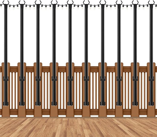 AHRLHR 10 Pack String Light Poles for Deck,5 Ft String Light Poles for Outside with Fixing Clips,Metal Poles for Outdoor String Lights, Hanging Light Poles for Fence Garden Backyard Wall Bistro