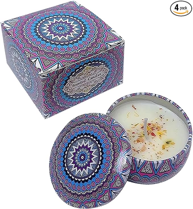 Lavender Scented Candles, Aromatherapy Candles for Home, Long Burn Scented Candles with Lid, Sustainable Use of Tin Boxes