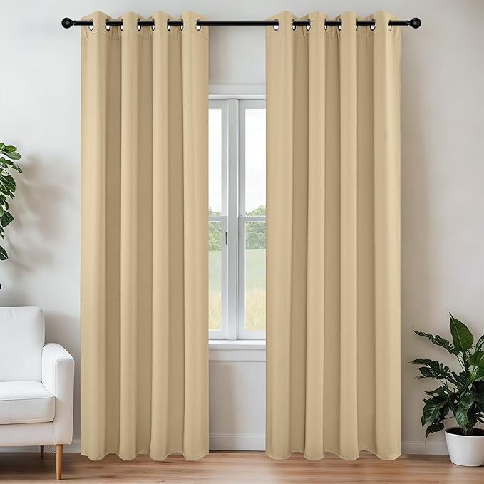 Joydeco Blackout Curtains 120 Inch Length 2 Panels Set, Thermal Insulated Long Curtains& Drapes 2 Burg, Christmas Drapes for Living Room Bedroom Window