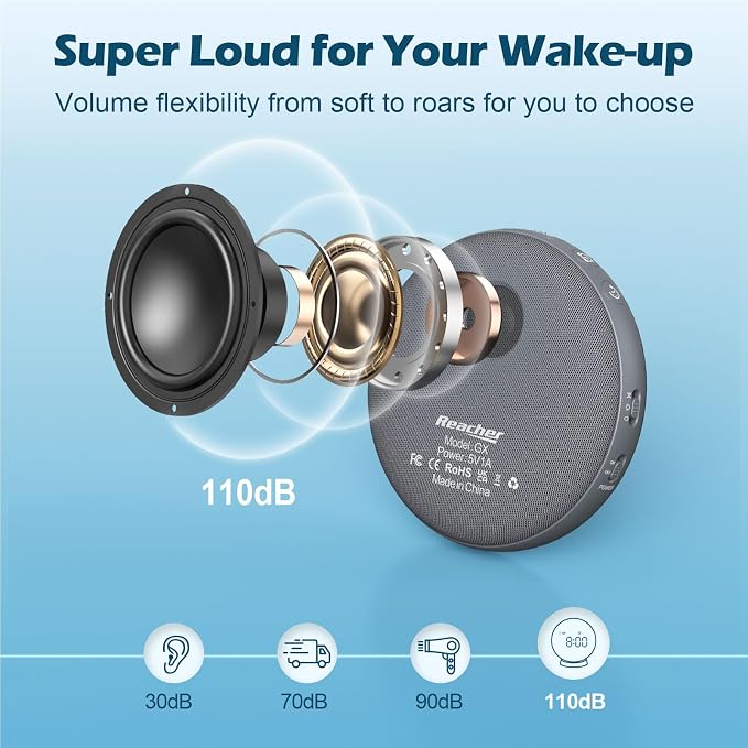 REACHER Super Loud Vibrating Alarm Clock for Heavy Sleepers Adults Teens - Image 5
