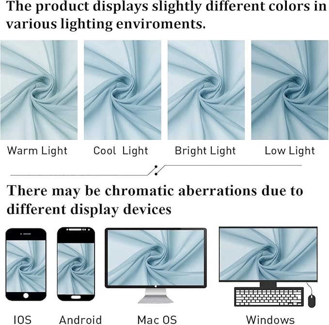 Lecloud Sky Blue Sheer Curtains for Bedroom 54 Inch Length 2 Panels, Durable & Soft Touch Solid Voile Curtain with Dual Rod Pockets, Bathroom/Kitchen/Living Room Window Gauzy Drapes, 40W x 54L