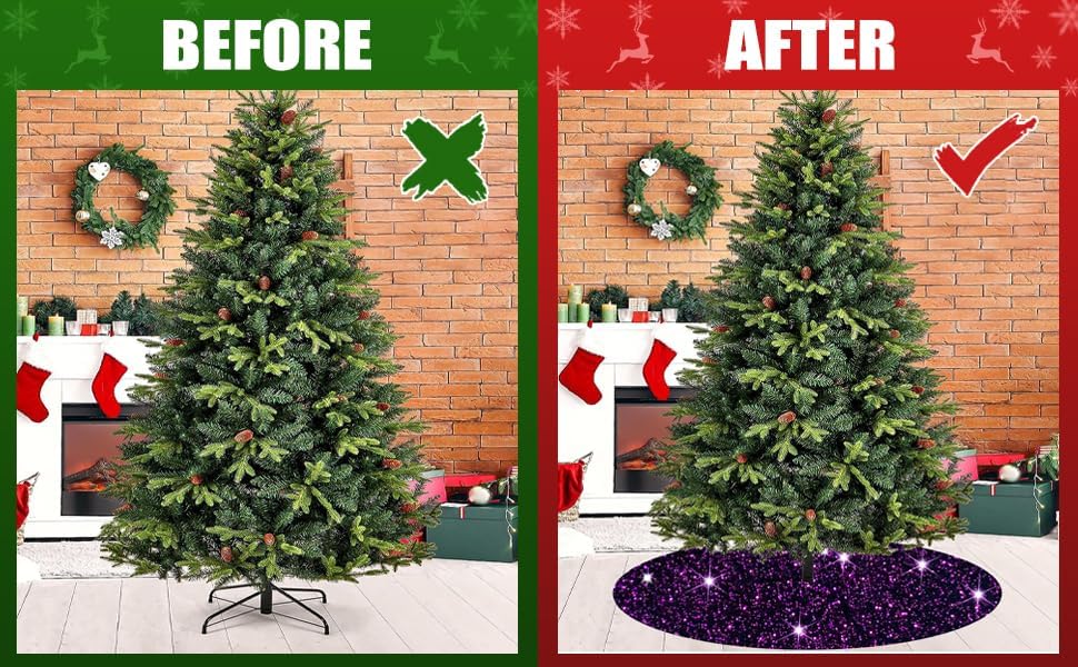 FOTSHARER Christmas Tree Skirt Purple Sequin Tree Skirts 36 Inch Velvet Halloween Tree Skirt for Xmas Decor Unique Sequins Tree Collar Skirt Dark Purple Christmas Tree Floor Mat for Home Party Supply - Image 5