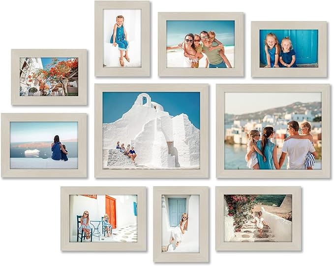 Americanflat Set of 10 Picture Frames with Shatter-Resistant Glass - Gallery Wall Frame Set with Two 8x10, Four 5x7 and Four 4x6 Frames - Signature Collection - Light Wood