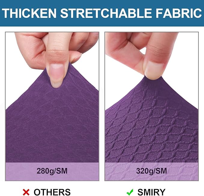 Smiry Waterproof Seat Covers for Dining Room Chairs Set of 6, Stretch Jacquard Removable Washable Chair Seat Slipcovers Protector, No Rear Covers, Purple