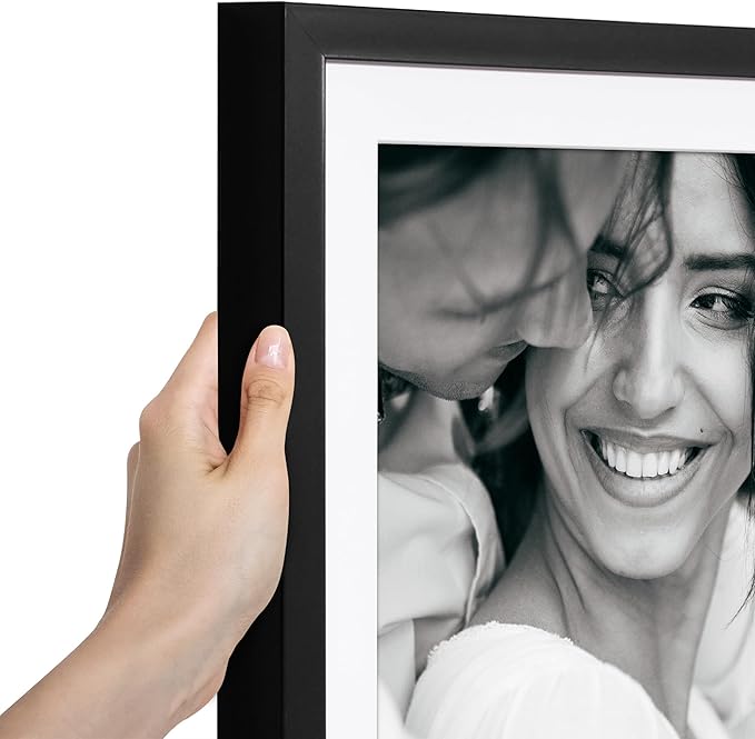 Americanflat 12x12 Picture Frame with Polished Plexiglass - Use as 10x10 Frame with Mat or Display 12x12 Photo Without Mat - Soho Collection - Deep Molding Square Frames for Wall Display - Black