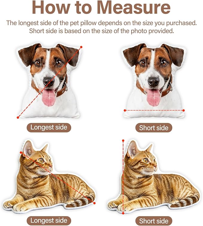 Custom Pet Pillow with Picture, Personalized Dog Cat Shaped Pillow Memorial Loss Sympathy Gifts, Customized Stuffed Animal Pictures Pillows Gift for Dog Lover
