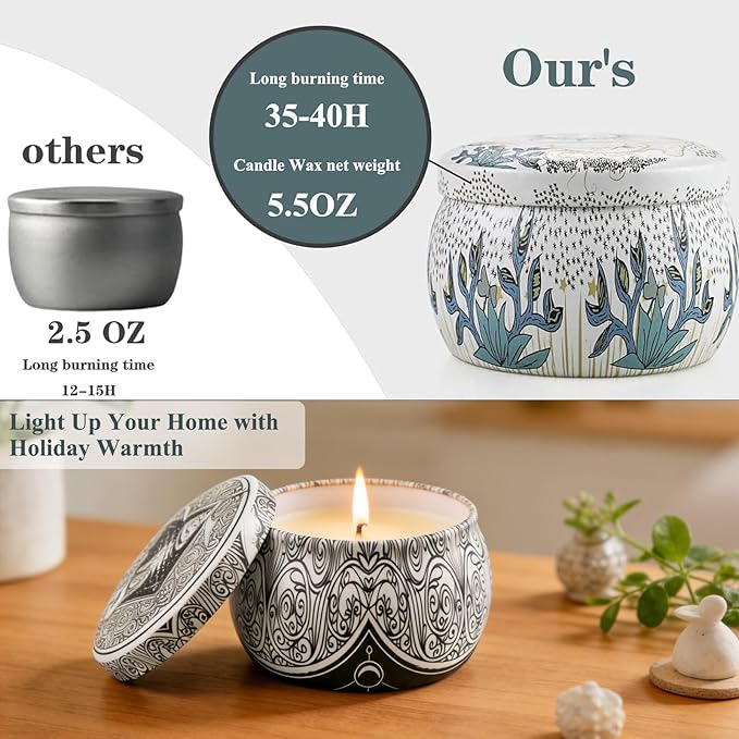 Scented Candles Gift Set, Natural Soy Wax, Stress Relief Gifts for Women, 6 Pack 5.65Oz Aromatherapy Candle, 150H Lasting Burn, Ideal Gifts for Birthday, Mother's Day, Thanksgiving, Christmas