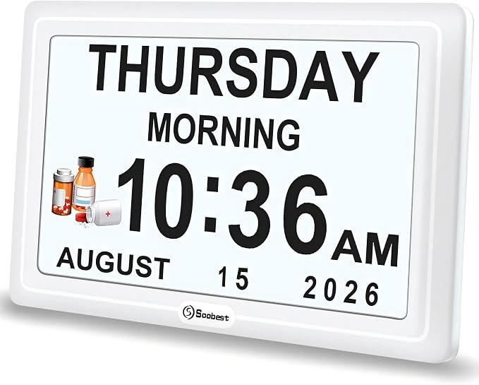 Soobest Dementia Clocks for Seniors, 7” Digital Date Clock Large Display by Soobest