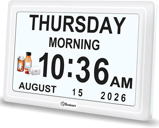 Soobest Dementia Clocks for Seniors, 7” Digital Date Clock Large Display by Soobest