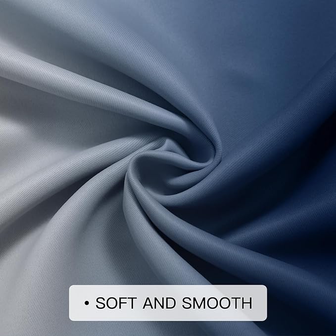 COSVIYA Curtains & Drapes Ombre Royal Blue Curtains 84 inch Long 2 Panels Set, Grommet Room Darkening Light Blocking Insulated Thermal Gradient Window Panels for Bedroom/Living Room,52x84 inches