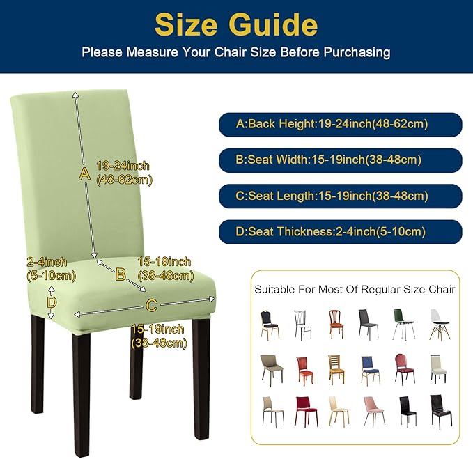 Chair Covers, Stretch Kitchen Chair Covers/Dining Room Chair Covers Set of 8, Removable Washable Dining Chair Slipcovers for Home, Hotel, Banquet