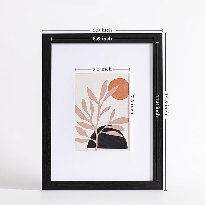 eletecpro 9x12 Picture Frames Set of 10, Picture Frame Collage Wall Decor Display 6x8 Photo with Mat or 9x12 without Mat, Home Decor Gallery Frame for Table Top or Wall Mounting, Black