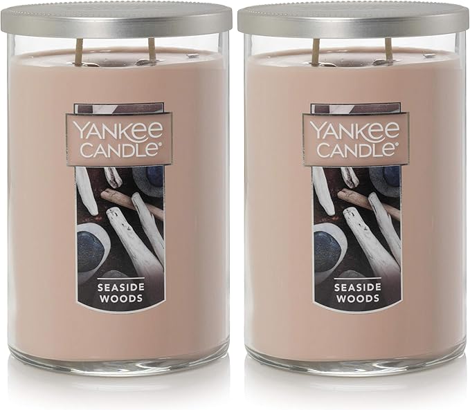 Yankee Candle Seaside Woods Scented, Classic 22oz Large Tumbler 2-Wick Candle, Over 75 Hours of Burn Time, Ideal for Gifting or Home Decor (Pack of 2)