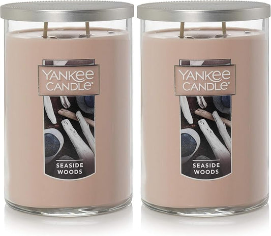 Yankee Candle Seaside Woods Scented, Classic 22oz Large Tumbler 2-Wick Candle, Over 75 Hours of Burn Time, Ideal for Gifting or Home Decor (Pack of 2)