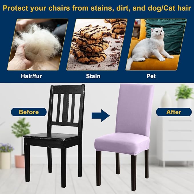 Chair Covers, Stretch Kitchen Chair Covers/Dining Room Chair Covers Set of 8, Removable Washable Dining Chair Slipcovers for Home, Hotel, Banquet