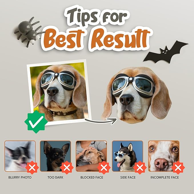 Custom Pet Pillow with Photo - Plush Halloween Pillows with Personalized Dog & Cat Face - Halloween Shaped Pillows Gift for Pet Lover, Birthday, Friends