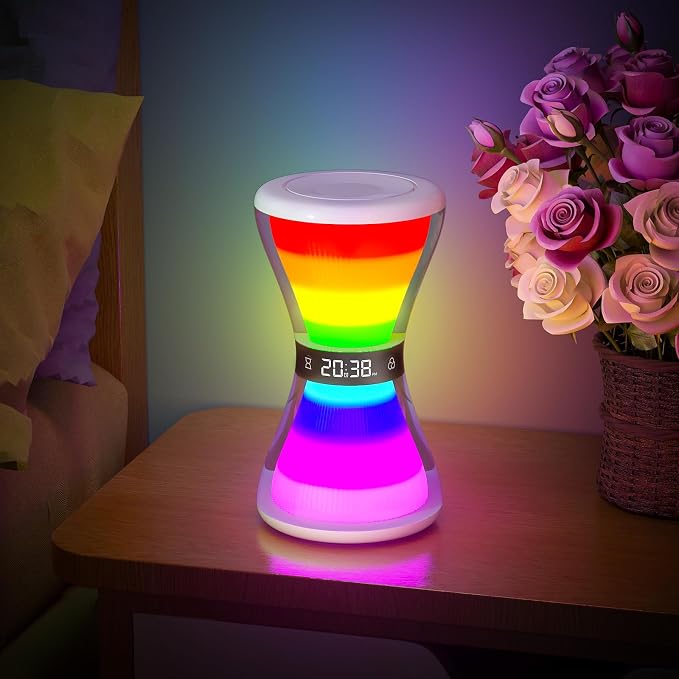 RGB Night Light Alarm Clock, Digital Alarm Clock with Hourglass Shape by AFEXOA