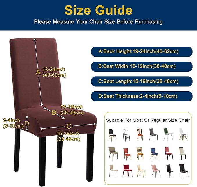 Chair Covers, Stretch Kitchen Dining Room Chair Covers Set of 6, Removable Washable Dining Chair Slipcovers for Home, Hotel, Banque