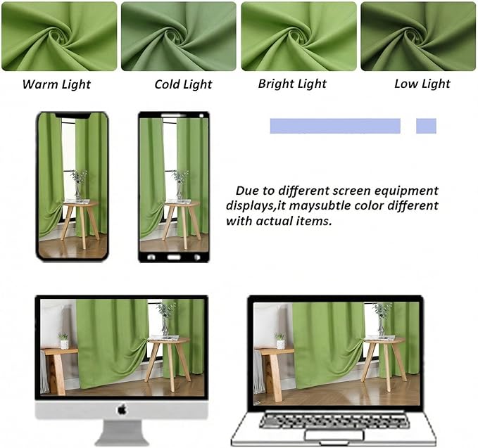 Simplebrand Ava Lime Short Blackout Curtains for Bedroom 54 Inches Long 2 Panels Set, Solid Thermal Insulated, Energy Saving Window Treatment Curtains Blackout Drapes, W40 x L54 Inch