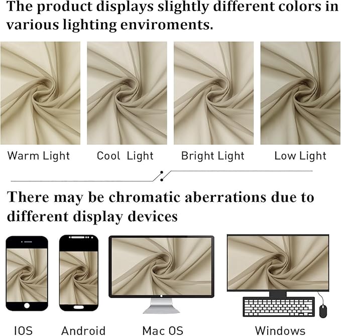 Lecloud Taupe Sheer Curtains 96 Inches Long 2 Panels, Modern Voile Solid Breathable Curtains, Transparent Farmhouse Home Decor with Dual Rod Pocket for Living Room Bedroom, Each 42" W x 96" L