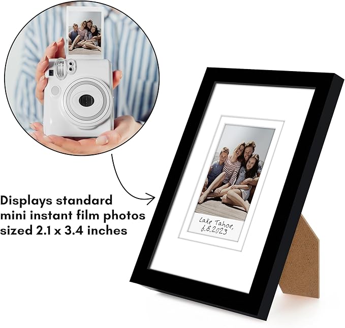 Americanflat 4x6 Picture Frame - Set of 2 - Use as 2x3 Frame with Mat for Instant-Print Photos - Black Mini Picture Frames for Tabletop and Wall Display with Shatter-Resistant Glass