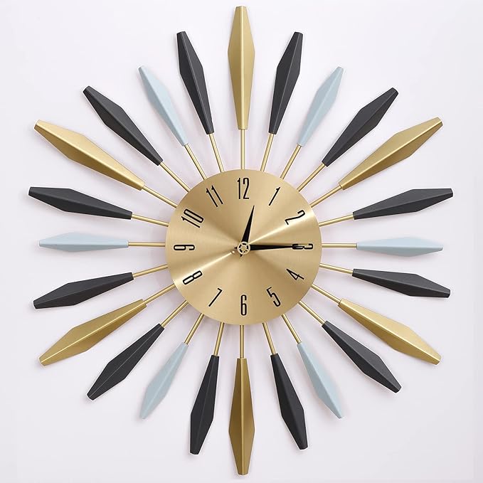 22 Inch Large Metal Wall Clock - Modern Design, Easy to Read for Bedroom, Dining, Living Room, Kitchen, Office Decor