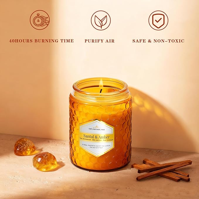 6 Pack Amber Glass Scented Candles for Home Scented, 5.5 Oz Each Soy Wax Candles, Lavender Sage Candles, Luxury Home Decor Gift Set for Women Birthday Christmas