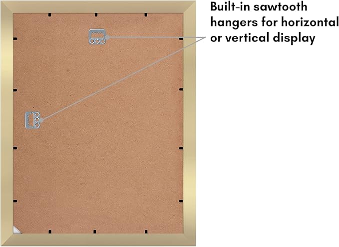 Americanflat 11x14 Picture Frame with Shatter-Resistant Glass - Use as 5x7 Frame with Mat or Display 11x14 Photo Without Mat - Signature Collection - Picture Frames for Wall Display - Gold