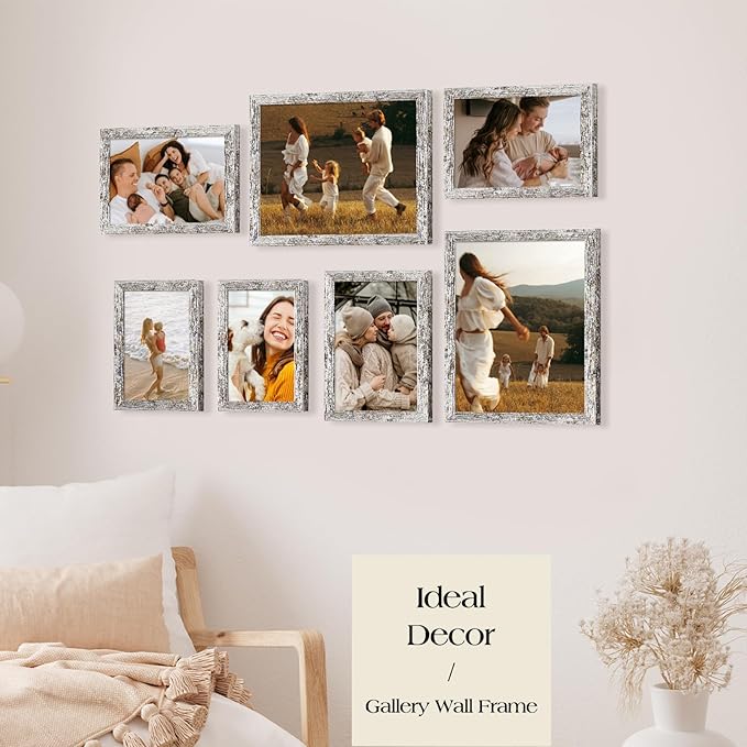 TWING Collage Picture Frames Wall Decor 10 Pack, Gallery Wall Rustic Picture Frame Set for Wall or Tabletop Display, Multi Sizes with Two 8x10, Four 5x7, and Four 4x6 Photo Frames