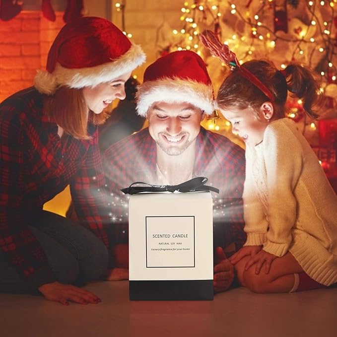 Christmas Candles - Christmas Gifts for Women Men, 100% Pure Natural Soy Wax with Plant Essential Oils, Perfect for Bath, Yoga(Vanilla Coconut)