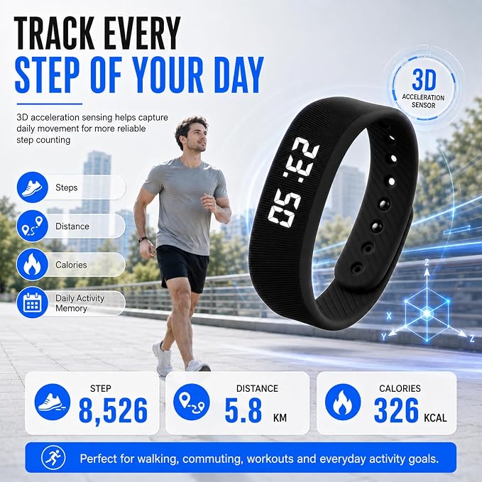 Vibrating Alarm Wristband Clock Smart Watch Bracelets for Mens Digital Heavy Sleepers Fit Wrist Womens Tracker Vibro Vibration Silent Small Distance Teens Shock Despertador Band Alert - Image 4